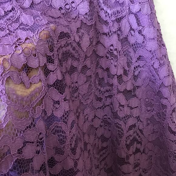 David's Bridal Dark Purple Strapless Lace Dress - Picture 7 of 14